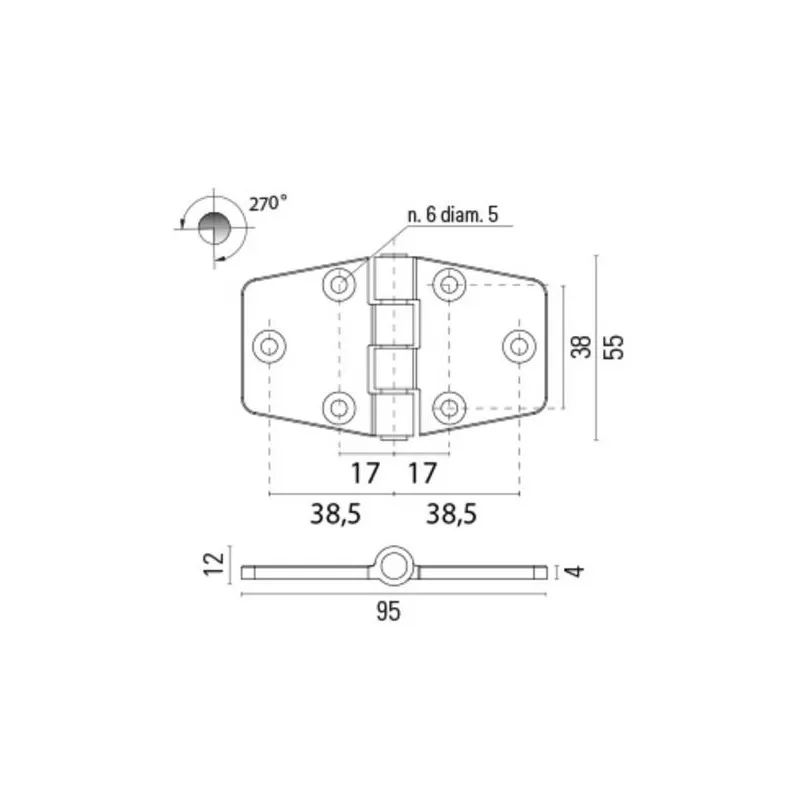 FS Charnière Laiton 95 X 55 X 4 Mm 2 FS Charnière Laiton 95 X 55 X 4 Mm – Image 2